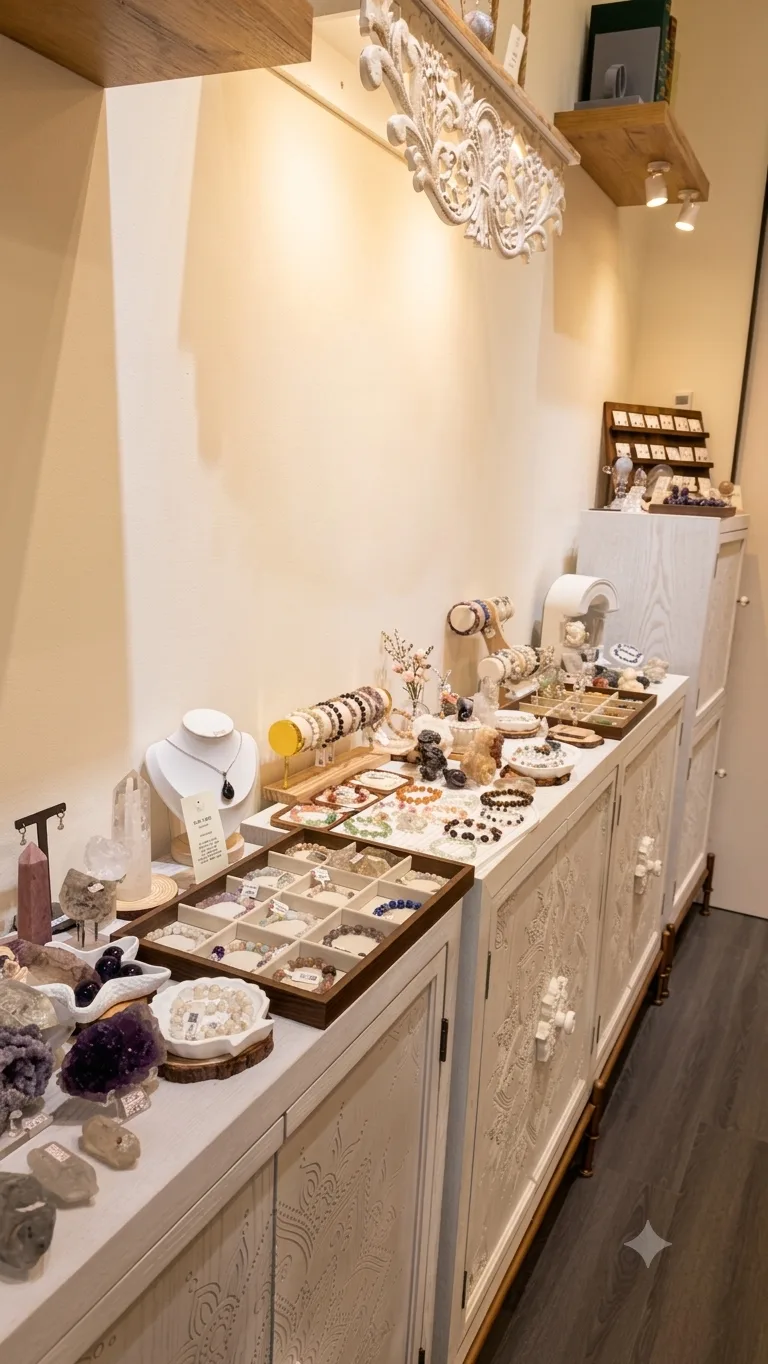 水晶手串與飾品展示櫃